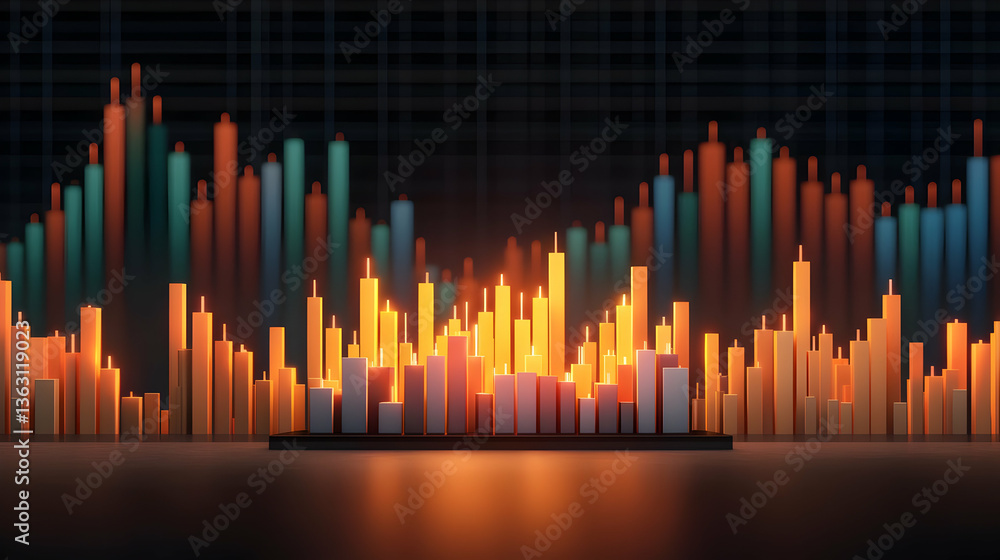 Poster modern 3d graphic of automated trading system and pricing analysis