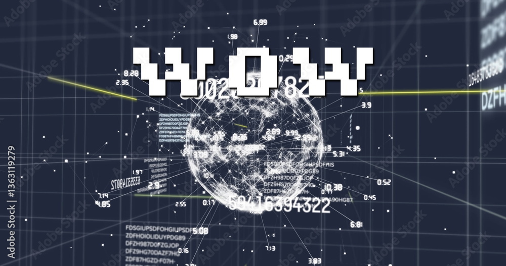Poster image of wow text over network of connections and data processing on grid