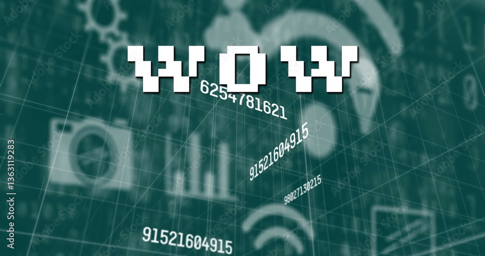 Poster image of text over blue grid and data processing