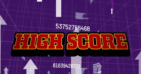 Image of high score text and arrows over grid and data processing