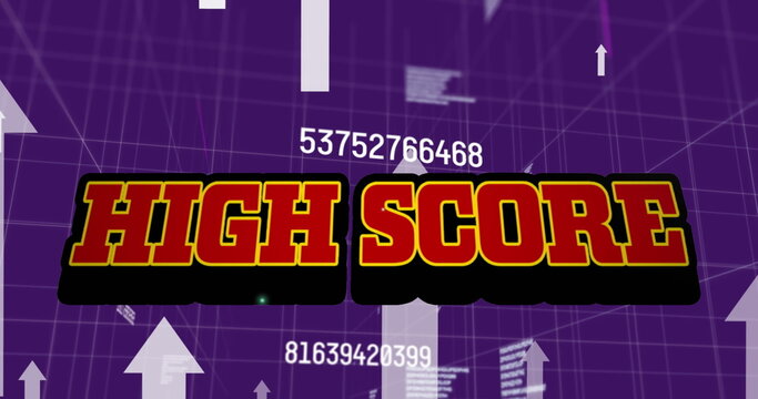 Image of high score text and arrows over grid and data processing