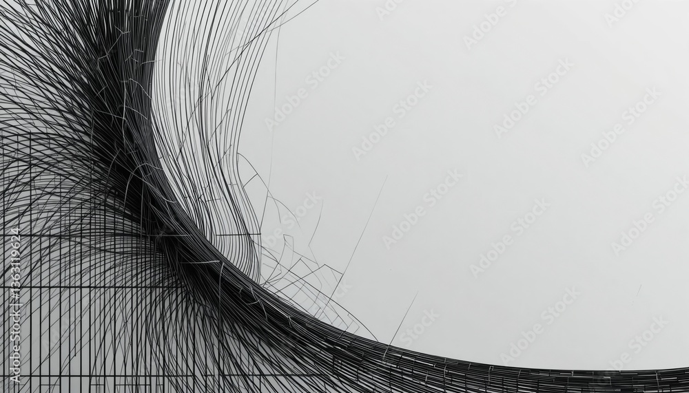 Aufkleber dynamic abstract artwork featuring intricate wire structures modern art gallery visual art minimalis
