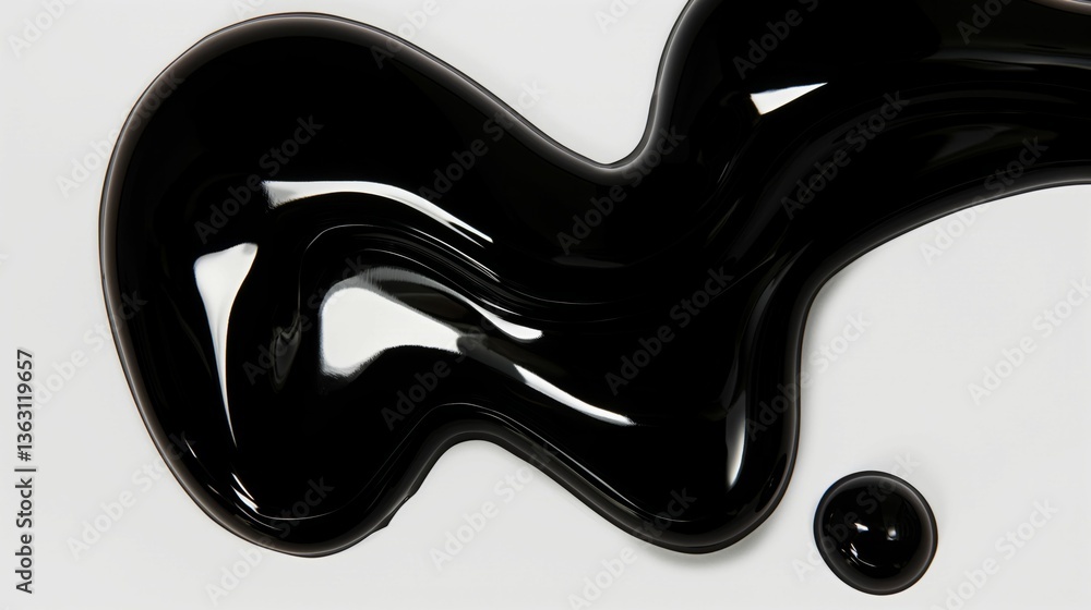 Wall mural ai-generated abstract black liquid shapes on a white background creating a modern design concept.
