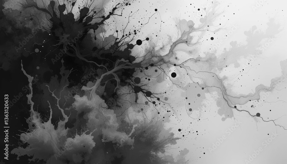 Poster dynamic abstract art digital space visual design monochrome environment close-up viewpoint creativit