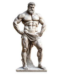 Strong male statue with muscular body and ancient Greek design