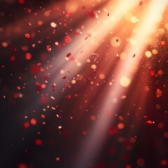 twinkling red glitter falling on a flat surface lit by a bright spotlight (3d illustration)