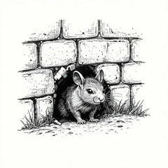 The mouse comes out of the hole