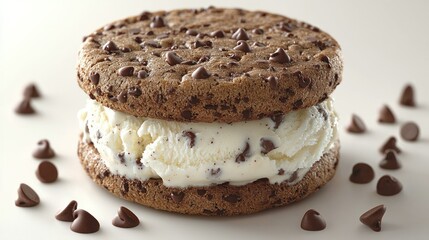Delicious Chocolate Chip Cookie Ice Cream Sandwich