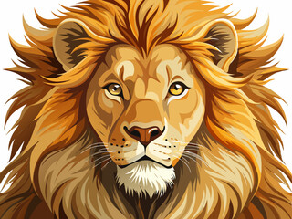 Fototapeta premium A highly detailed portrait of a majestic lion, isolated on a white background