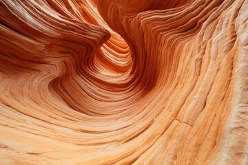 Swirling sandstone rock formation in desert canyon	