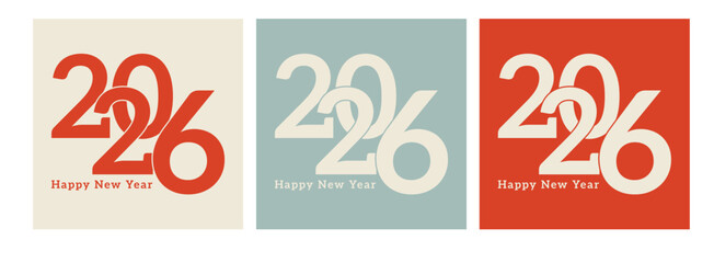2026 new year logo. Greeting design with number of year. Vector illustration for greeting card, invitation, calendar, etc