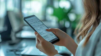 A mobile banking app showing a hospital bill ready for online payment, seamless healthcare transactions