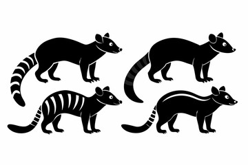 Banded palm civet icon set silhouette vector bundle