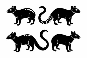 Banded palm civet icon set silhouette vector bundle
