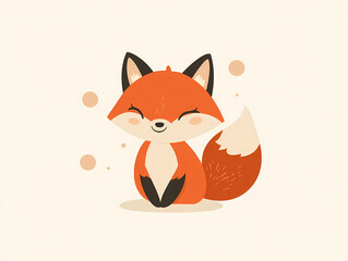 Obraz premium Cartoon fox minimalist vector logo design