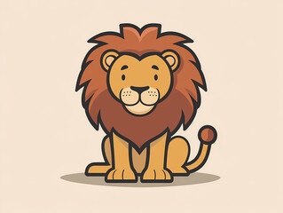 Fototapeta premium Cartoon lion minimalist vector logo design