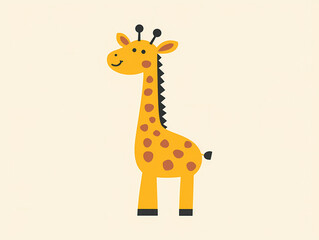 Fototapeta premium Cartoon giraffe minimalist vector logo design