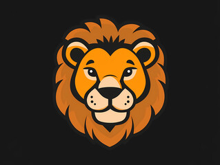 Obraz premium Cartoon lion minimalist vector logo design
