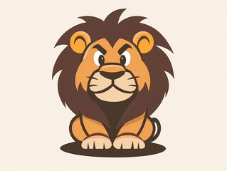 Obraz premium Cartoon lion minimalist vector logo design