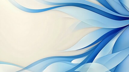 Obraz premium Abstract Blue Floral Digital Illustration: Serene Swirls on a Cream Background AI Generated