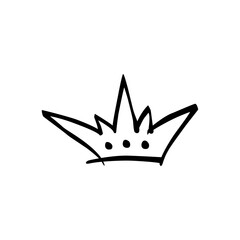 Creative black crown drawing on a white background showcasing minimalist art style