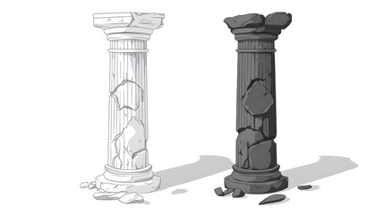 Professional Black and White Ancient Broken Column Exhibit Photography