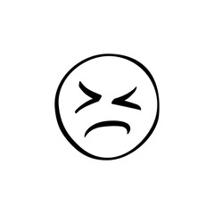 Sad face icon expressing frustration or disappointment in a simplified design suitable for various digital uses