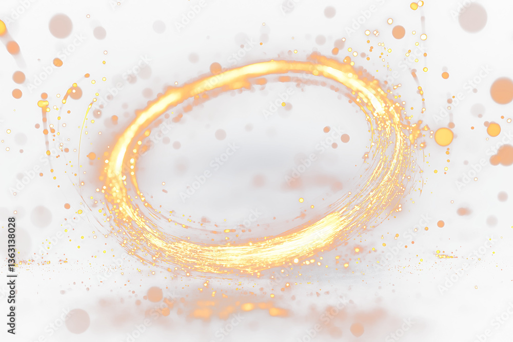Poster glowing fiery ring with sparks and bokeh.