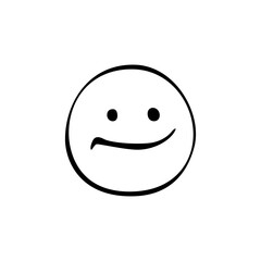 Simple smiley face with neutral expression on a white background, conveying a mix of emotions