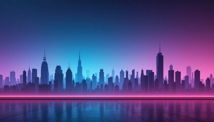 Obraz premium Vibrant night cityscape urban skyline digital art futuristic environment aerial view neon lights concept for modern aesthetic