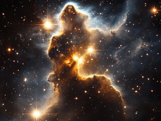 Ethereal Cosmic Formation in Deep Space with Glowing Nebula and Sparkling Stars Capturing the Vastness and Beauty of the Universe