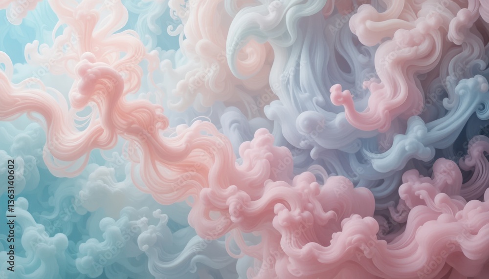 Poster dynamic swirls of abstract colorful smoke digital art creation modern aesthetic soft pastel environm