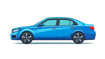 Professional Blue Sedan Cartoon Vector Illustration for Creative Projects