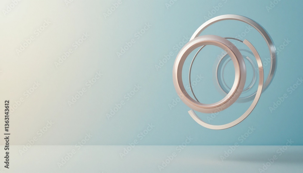 Aufkleber dynamic rotating abstract rings studio environment digital art minimalist design soft lighting moder