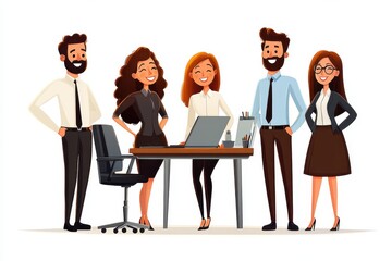 Fototapeta premium Cartoon business team standing together 