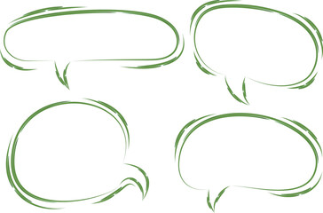 green outline abstract speech bubbles set vector
