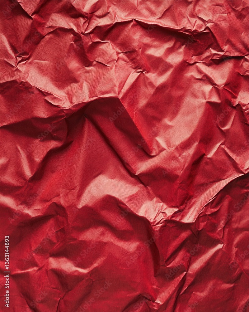 Poster crimson canvas of crumpled fabric creating a textured background with rich color and dynamic light p