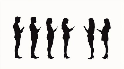 Silhouettes of people using smartphones	