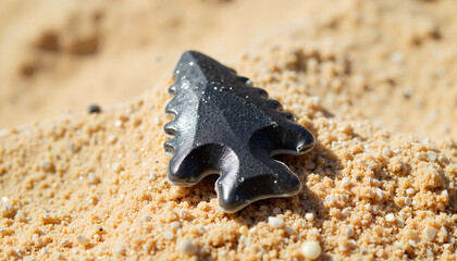arrowhead resting on sand at the beach  