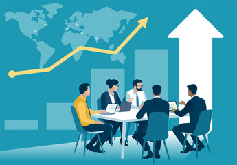 Profit. Growth. Teamwork. Business vector illustration.
