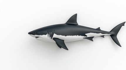 Fototapeta premium Stylized Black and White Shark on White Background