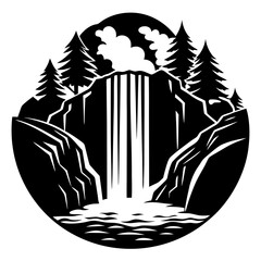 Naklejka premium Waterfall Silhouette Vector