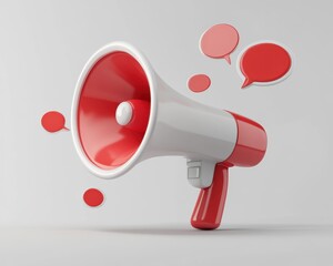 Red megaphone with speech bubbles	