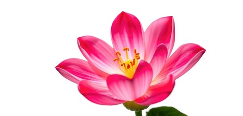 Fototapeta premium A single vibrant bloom, petals unfurled, isolated on pure white, macro, white background