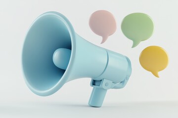 Blue megaphone with speech bubbles	