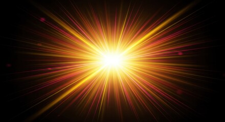 Bright burst of light radiating with vibrant colors against a dark background
