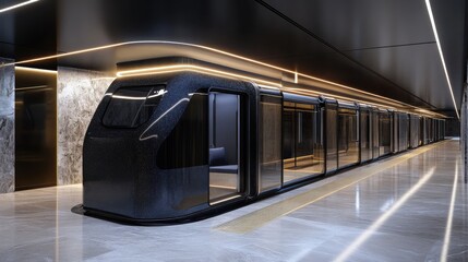 Modern Train Station with Illuminated Glass Design