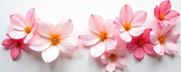 Obraz premium Delicate flower petals unfolding on white canvas, background, flowers