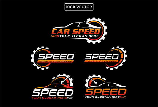 Set of Speed logo design vector. Fast Speedometer logo design template