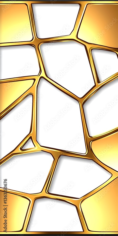 Poster abstract golden frame with unique shapes, elegant and modern design background
